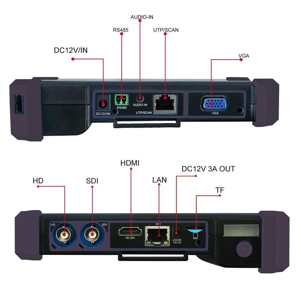 Imagem -03 - Pegatah-verificador Roxo da Câmera do Cctv 5200c Verificador do Ipc de 12mp 8mp Ahd Cvi Tevê Sdi Monitor com Hdmi Vga