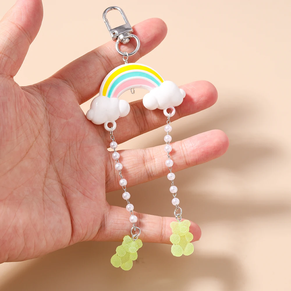 Aihua Acryl Bunter Bären-Regenbogen-Schlüsselanhänger für Damen, Modische Handtaschen- und Autoschlüsselanhänger, Mädchen- und Kinder-Neujahrs-Schmuckgeschenke – Detail 6