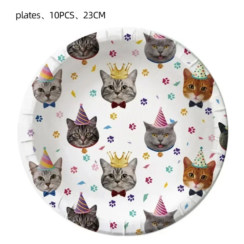 Disney Children\'s Party Decoration Pet Cat Theme Disposable Tableware Balloon Background Cloth Size Placement