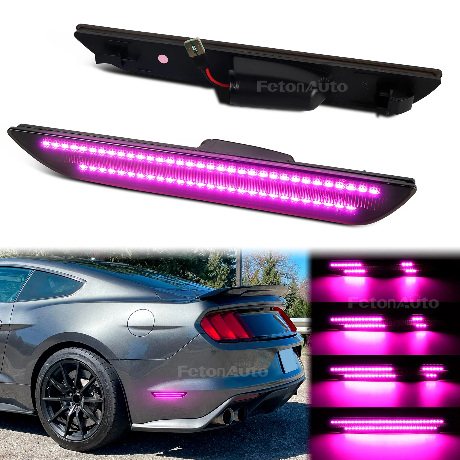 Dynamic Pink Side Marker Light Indicator Car LED Fender Lamp for Ford Mustang 2015 2016 2017 2018 2019 2020 2021 2022 2023