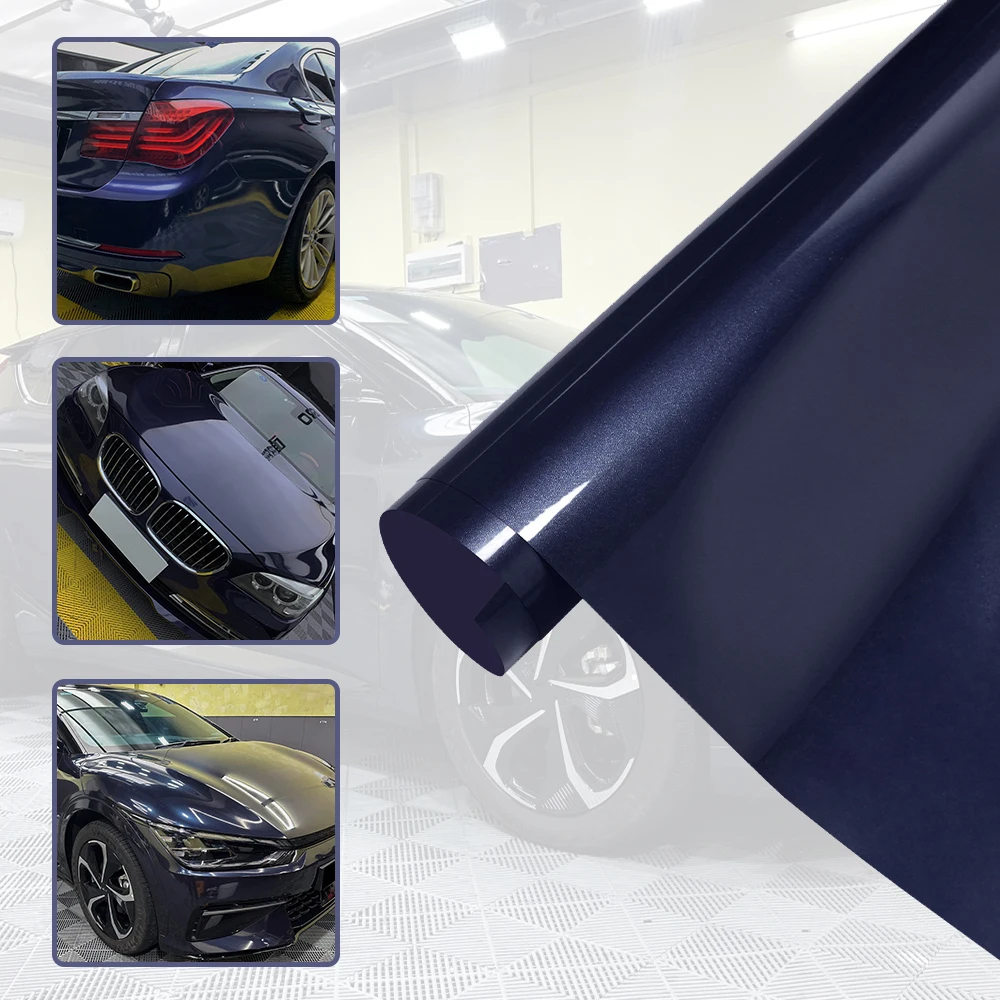 Imperial Blue Metallice Car Wrap Sticker Bubble Free Color Change Vinyl Film Decal Car Accessories Exterior Interior Decoration