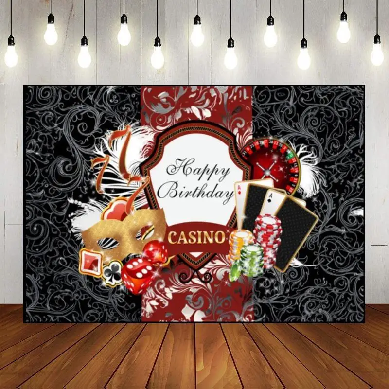 Casino Background Photo Night Birthday Decoration Slot Machine Photography Backdrops Backdrop Banner Party Rose Flowers Flowers