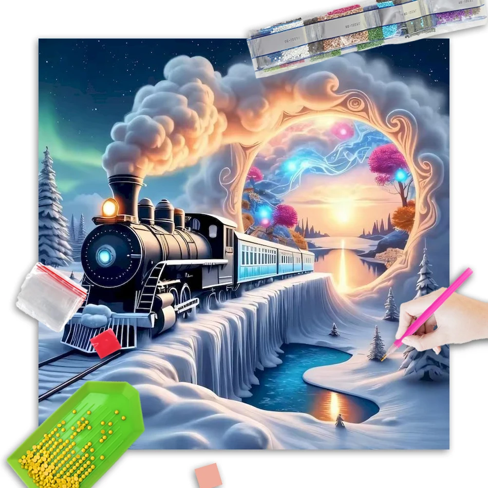 

GATYZTORY Diamond Painting Train Landscape DIY Christmas Gifts Diamond Embroidery Winter Mosaic Handmade Hobby