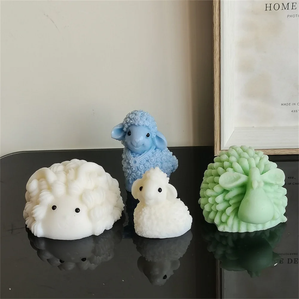 3D Cute Sheep Silicone Mold DIY Animal Candle Making Gypsum Resin Soap Mould Handicraft Chocolate Fondant Baking Tool Craft Gift