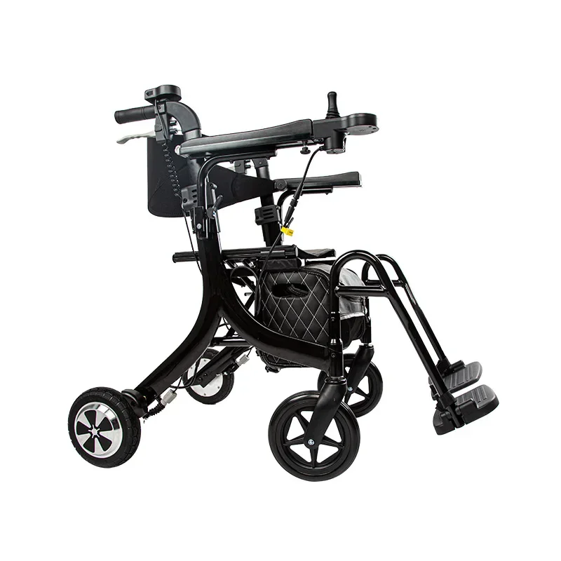 Foldable electric outdoor walker rollator with seat