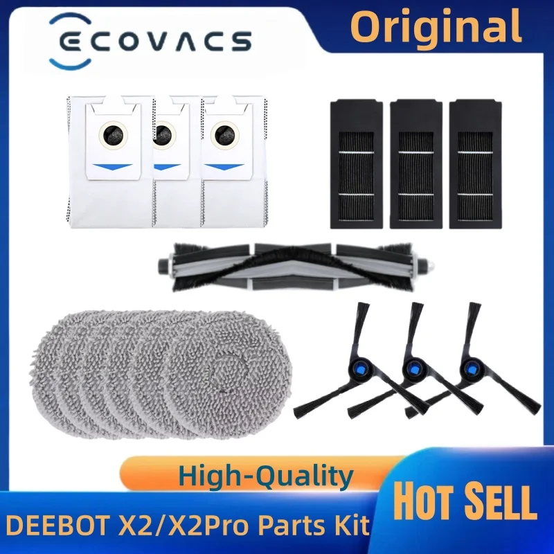 

Оригинальные детали и аксессуары Ecovacs Deebot X2/X2Pro: основная щетка, боковая щетка, HEPA-фильтр, швабры, мешки для пыли