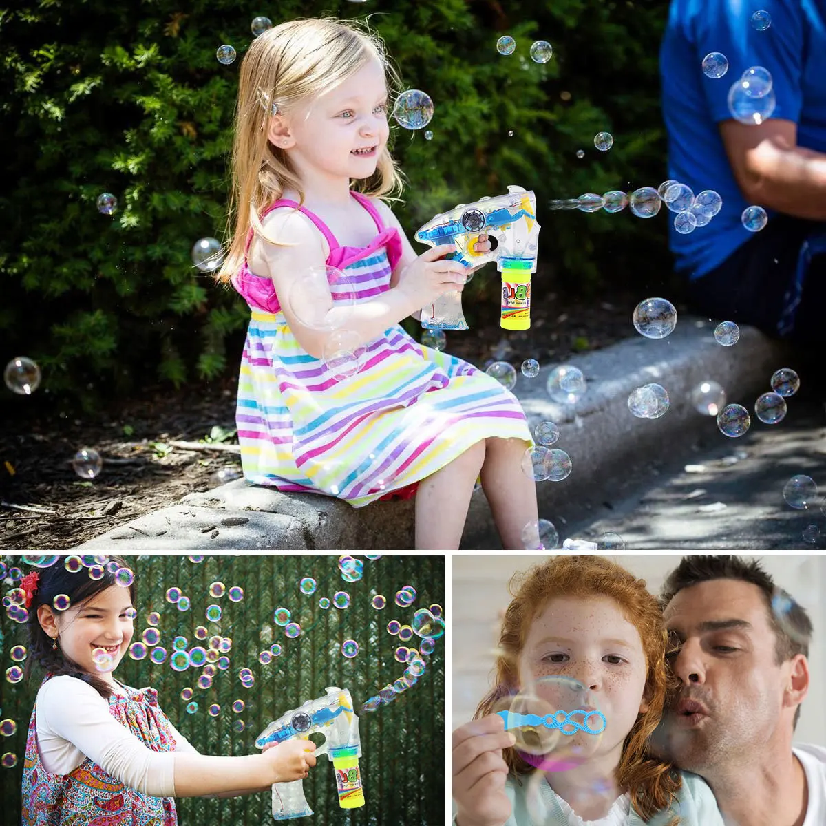 

Electric Bubble Maker Lighted Music 2 Bubble Liquid Yellow Durable Safe for Indoor Outdoor Use Birthday