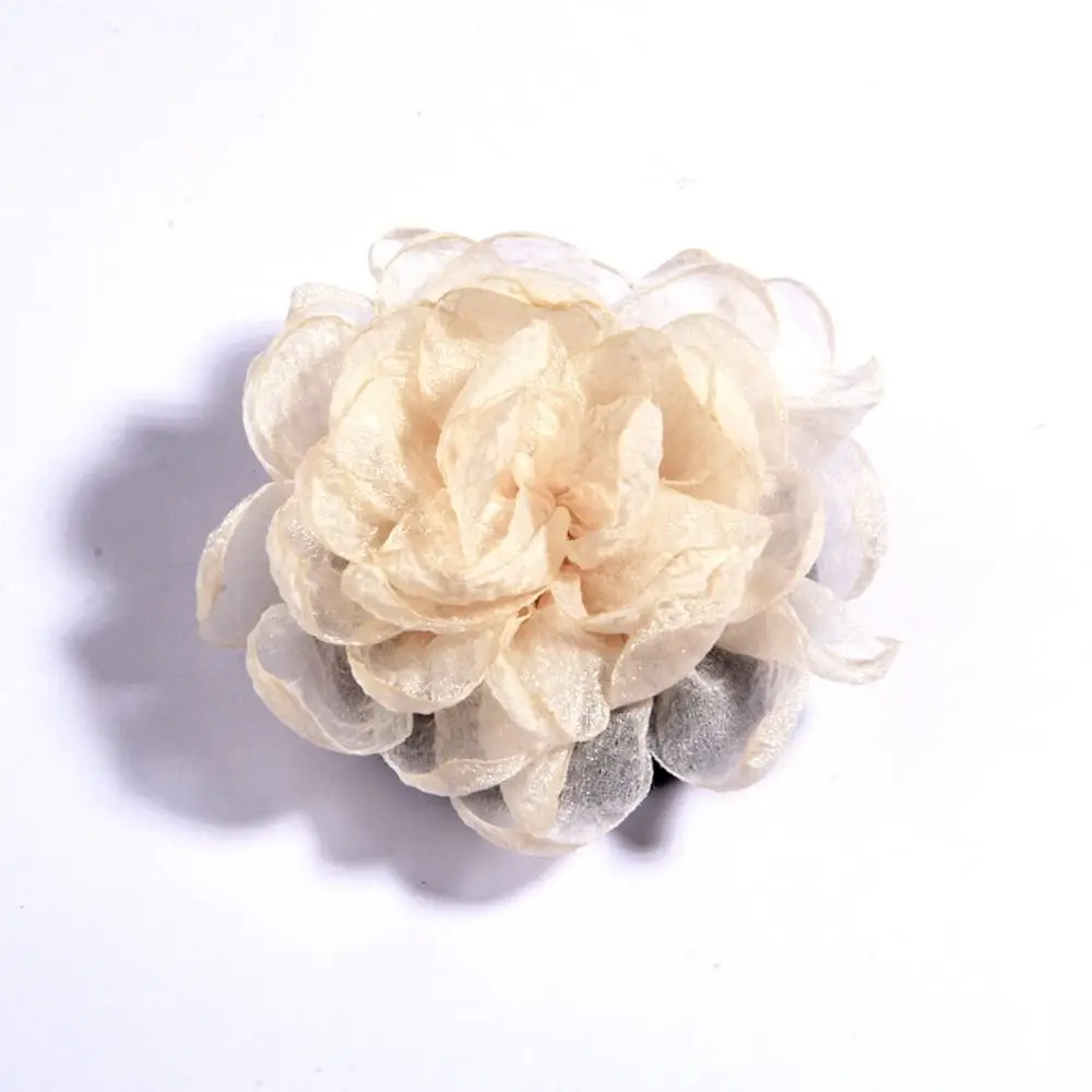 수제 인공 꽃 웨딩 드레스 장식 연소 가장자리 메쉬 로즈 헤드 9.5CM DIY 헤어 액세서리 연소 가장자리 꽃