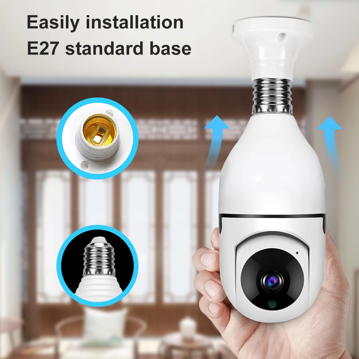 Bulb surveillance camera Dual  light source camera  Wifi Panorama view Camera Bulb 2MP Panoramic Night Vision Two Way Audio