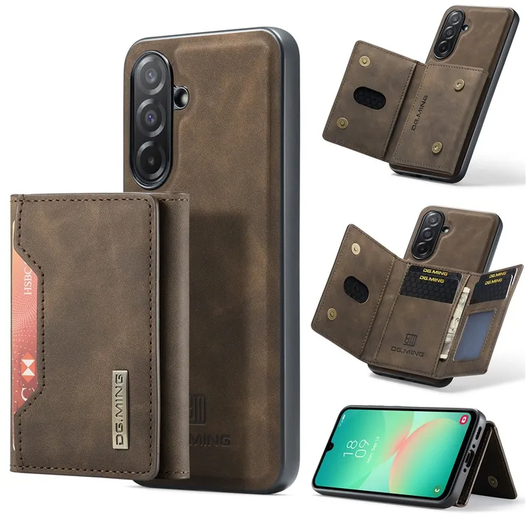 

DG.MING M2 Series for Samsung Galaxy A26 5G Case PU + PC + TPU Phone Cover Detachable Wallet - Coffee