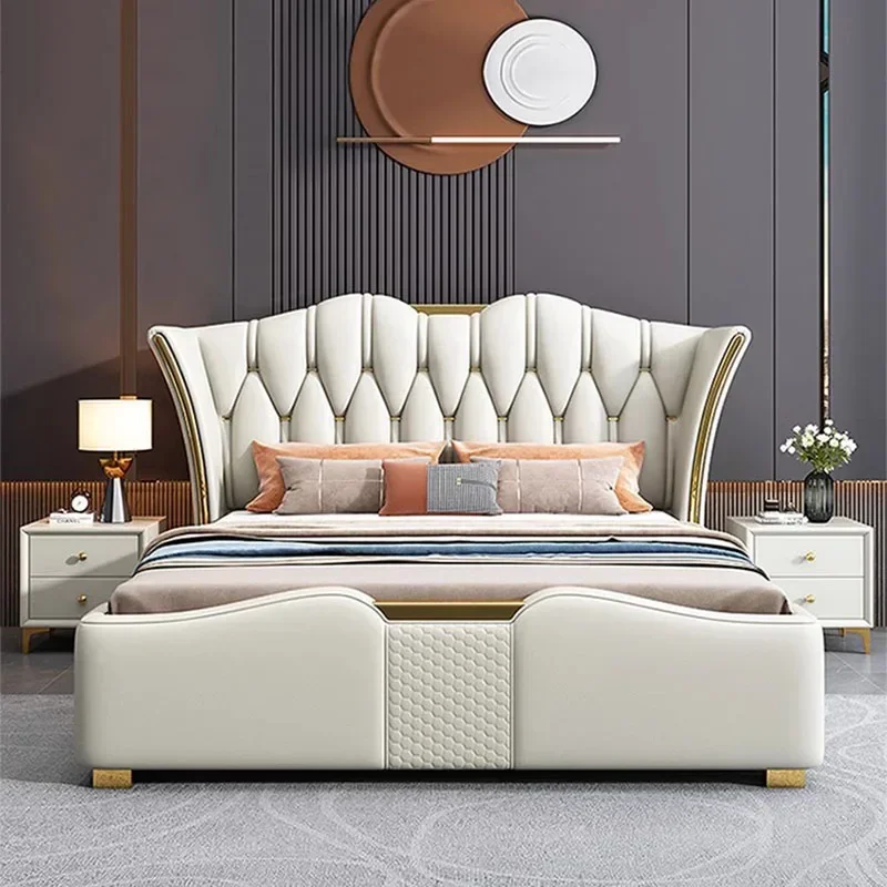 

Unique Modern Bed Aesthetic Luxury Nightstands Multifunctional King Size Bed Frame Headboard Cama De Casal Bedroom Furniture