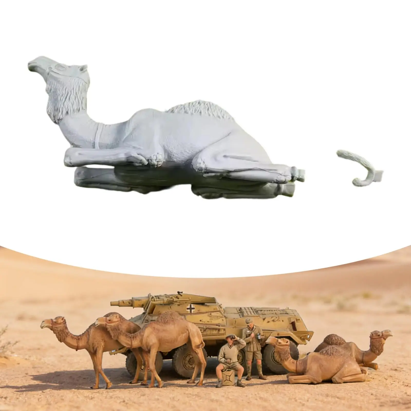 1 35 Mini Camel Model Resin Desert Figurine Unpainted Diorama Accessory Collectible Miniature for North African Scene