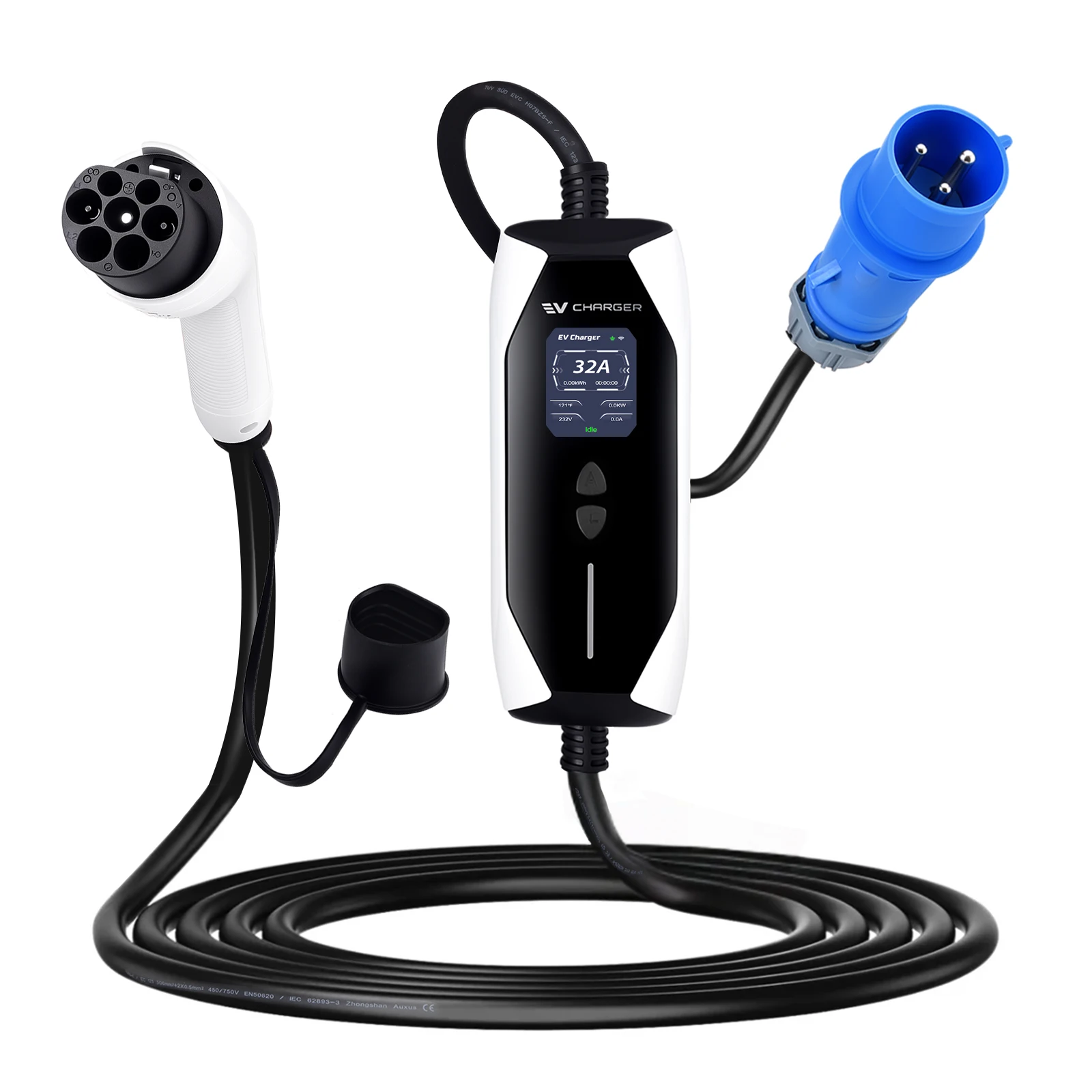 

EVcharger4U J1772 Portable EV Charger 7KW Plug EVSE Charging Box 6A/8A/10A/13A/16A/32A for US JAP KOREAN Made Electric Vehicle