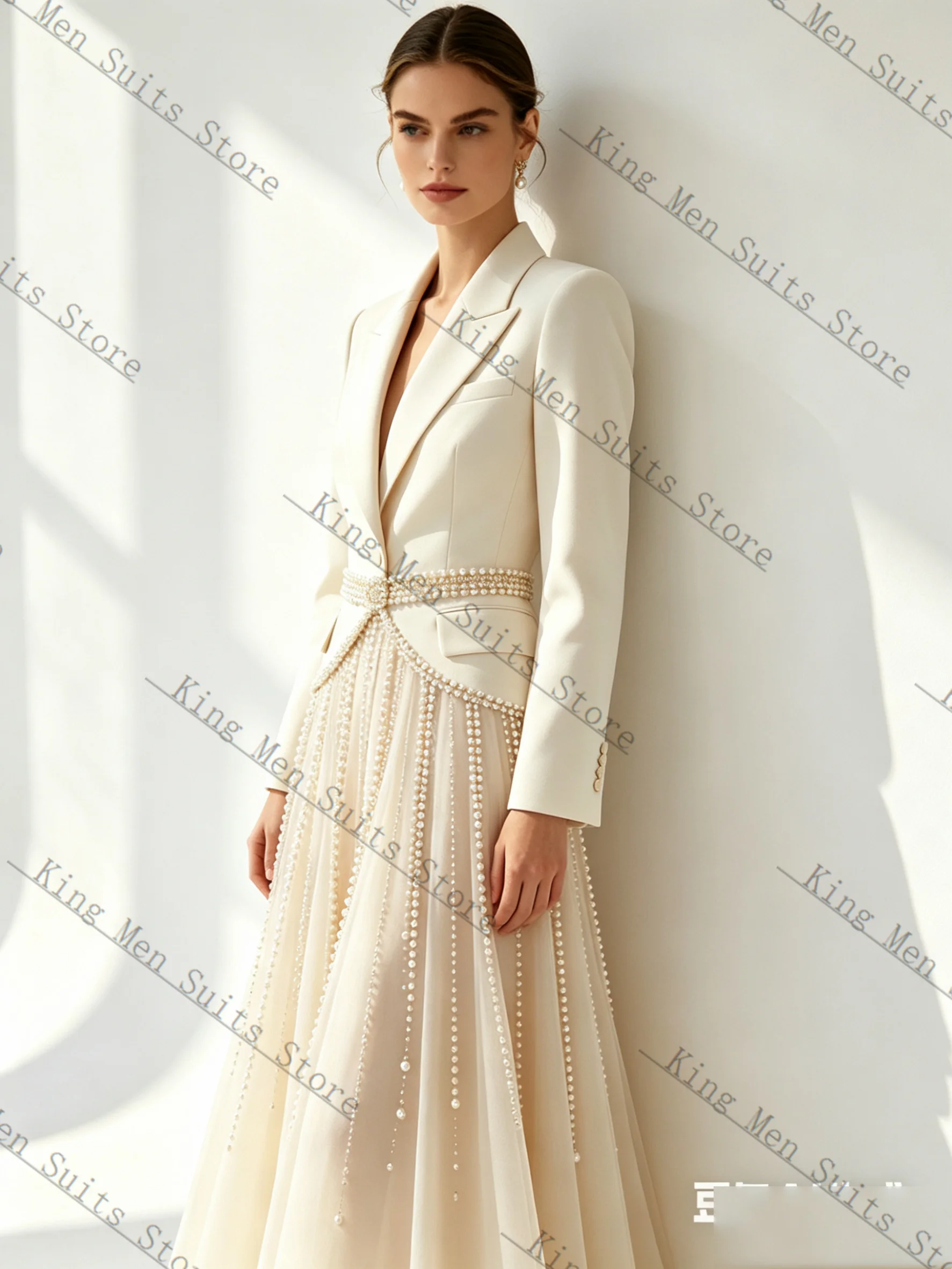 Ensemble tailleur beige printe - Women'S Formal Jackets To Wear With Dresses avis et prix