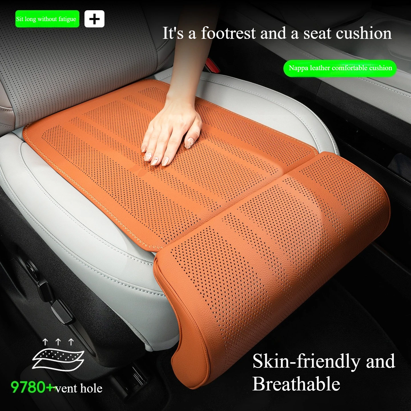 

Universal Car Seat Cushion with Extended Leg Support Perforated Ventilated Breathable All Seasons Integrated Seat Accessories