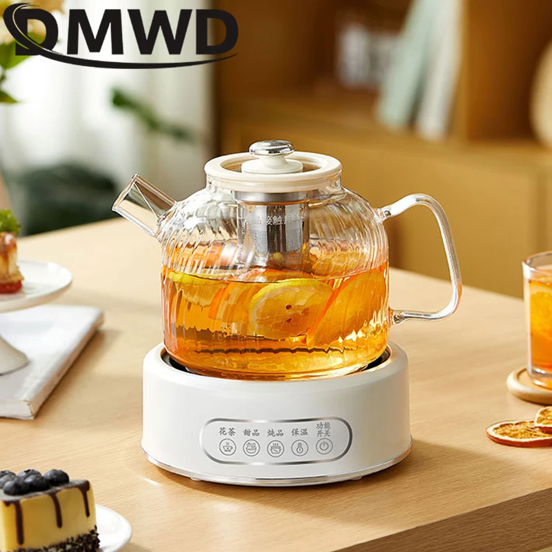 Электрическая чайная плита DMWD, 700 Вт, умный автоматический набор горшков для здоровья, 1,5 л, мини-нагревательная печь, чайник, электрический чайник, стеклянная тушенная чашка