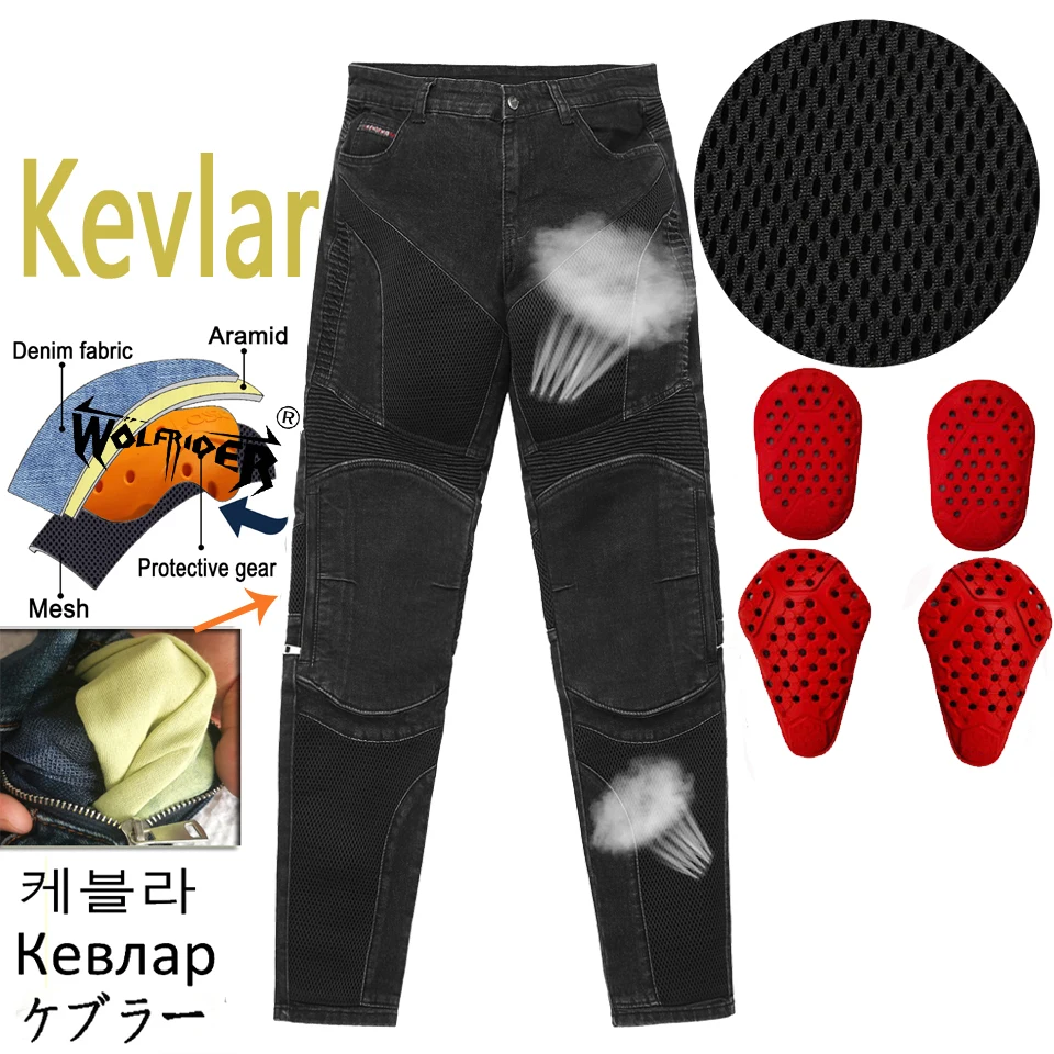 Motorcycle Pants Men summer Mesh ventilation Classic  Moto Jeans Protective Gear Riding Touring Motorbike Trousers Motocross