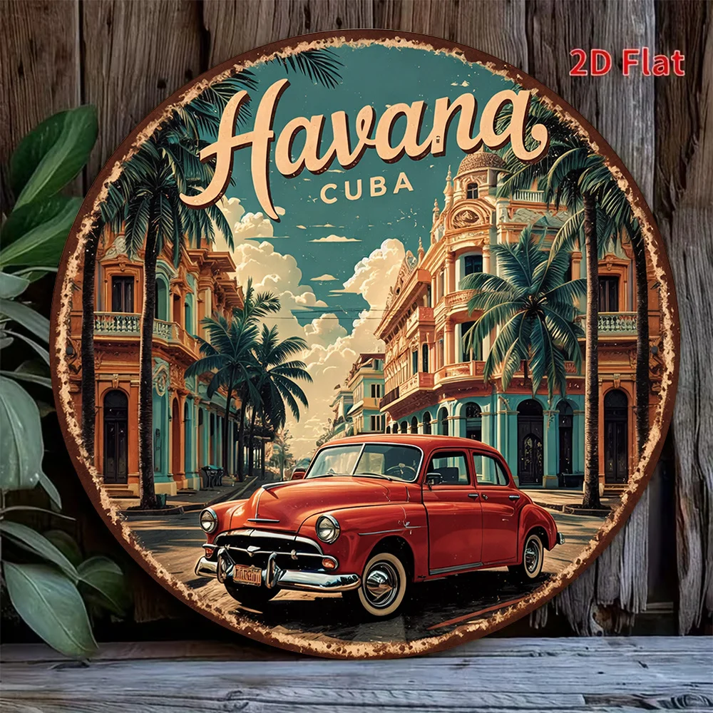 1pc Havana Cuba Vintage Wall Sign - Retro Cuban-Themed Plaque with Havana Lettering, Suitable for Bar, Cafe, Restaurant Decor