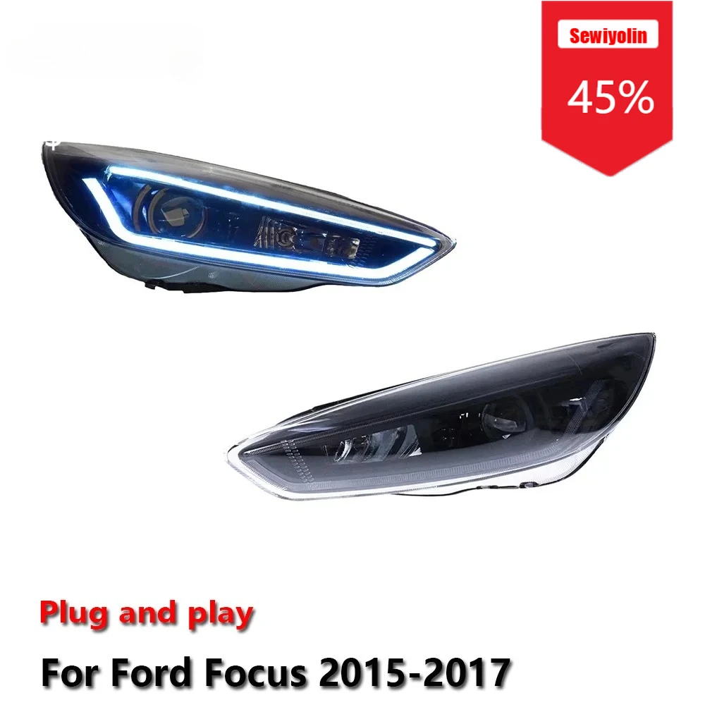 

Sewiyolin Car LED Headlight Assemblies For Ford Focus 2015-2017 Fog DRL Brake Turn Signal Lamp Plug and Play
