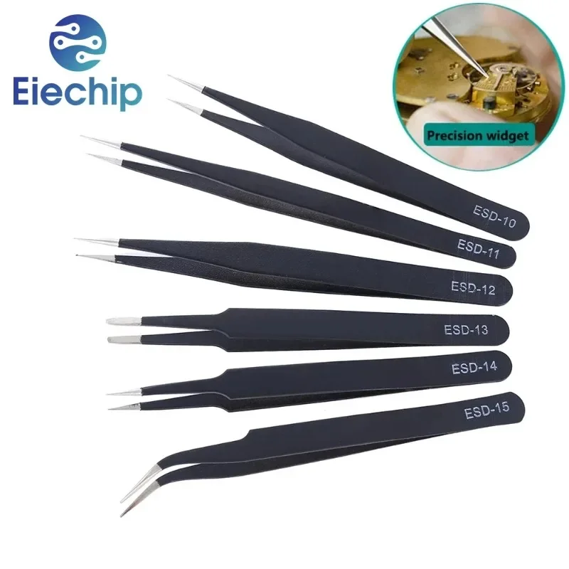 1pcs Anti-static ESD Tweezers Electronics Repair Tools for Repair Electronic Component capacitors resistors IC chip DIY Tools