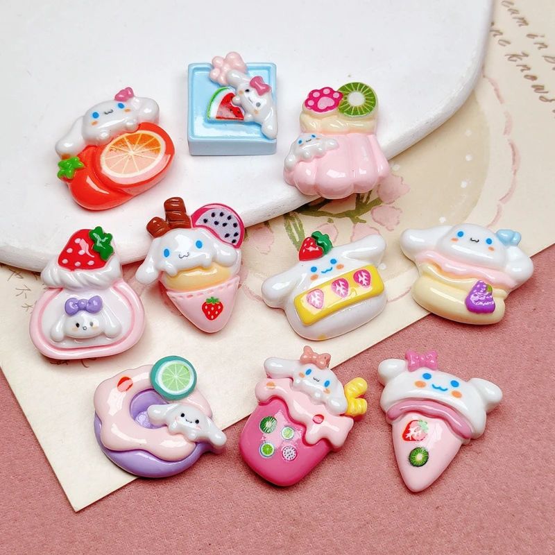 10 Pcs New Mini Kawaii Cartoon Animal Big Ear Dog Cake Ice Cream Resin Scrapbook Diy Jewelry Children Gift Hairpin Accessories