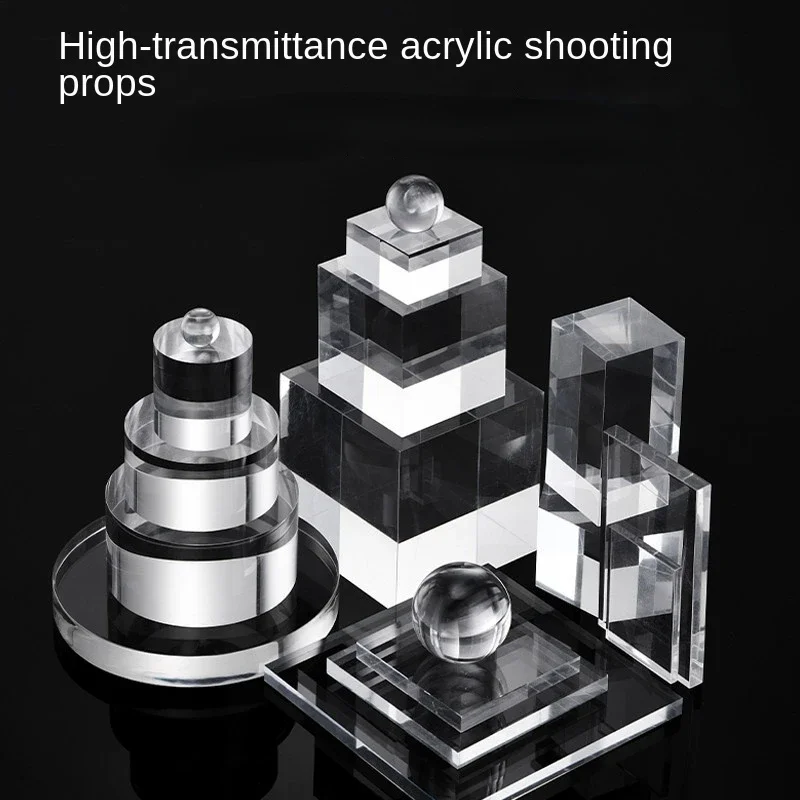 Acrylic Geometric Cubes Transparent Glass  Product Photoshoot  props Food product  Ornaments Photography Accessories Background