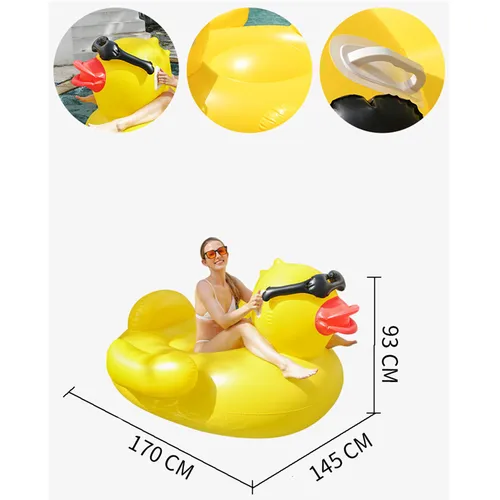Imagen 2 del producto Cama flotante gruesa para piscina, colchón de aire, pato gigante, sillón inflable para piscina, adecuado para piscina y fiesta en la playa