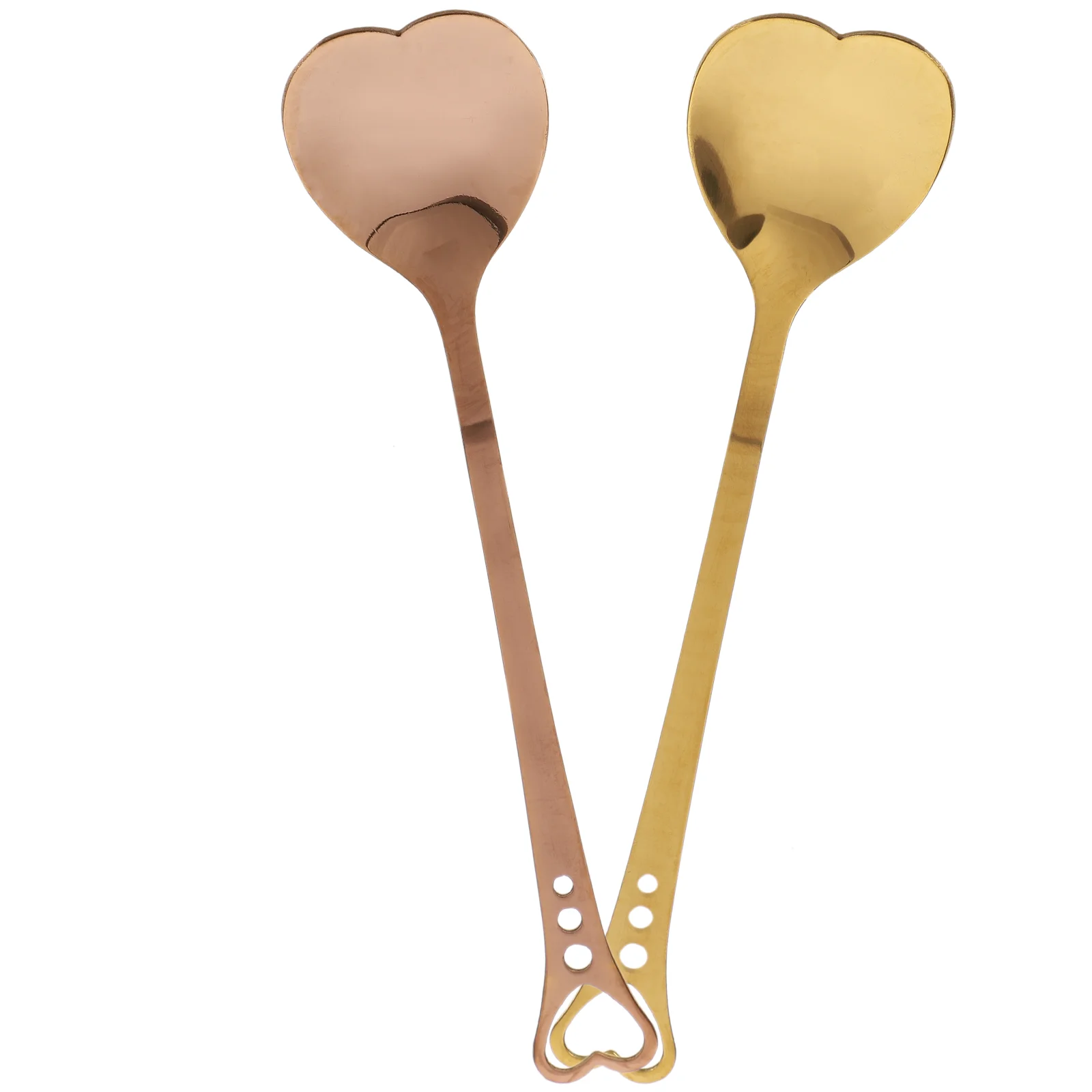 2 Pcs Black Spoons Stainless Steel Scoop Chocolate Unique Stirring Gold Plating Dessert Heart Shaped Baby