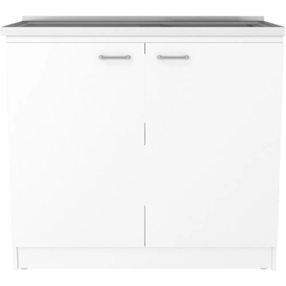 Armoire à double porte simple et pratique avec évier, peut stocker un établi, une cuisine, une salle à manger et une salle de bain peut être utilisée en blanc