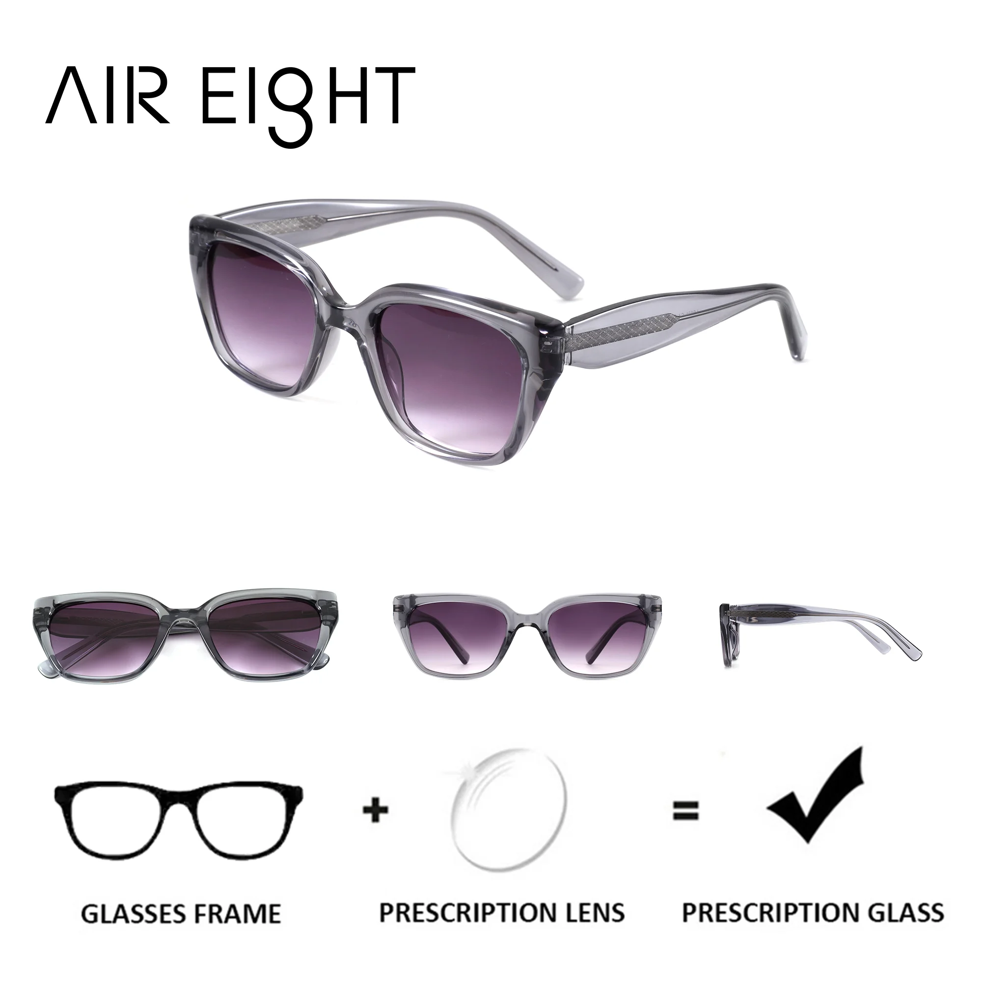 AIREIGHT L Size Butterfly Myopia Polarized Prescription Sunglasses For Men and Women UV400 Multifocal Optical Sun Glasses