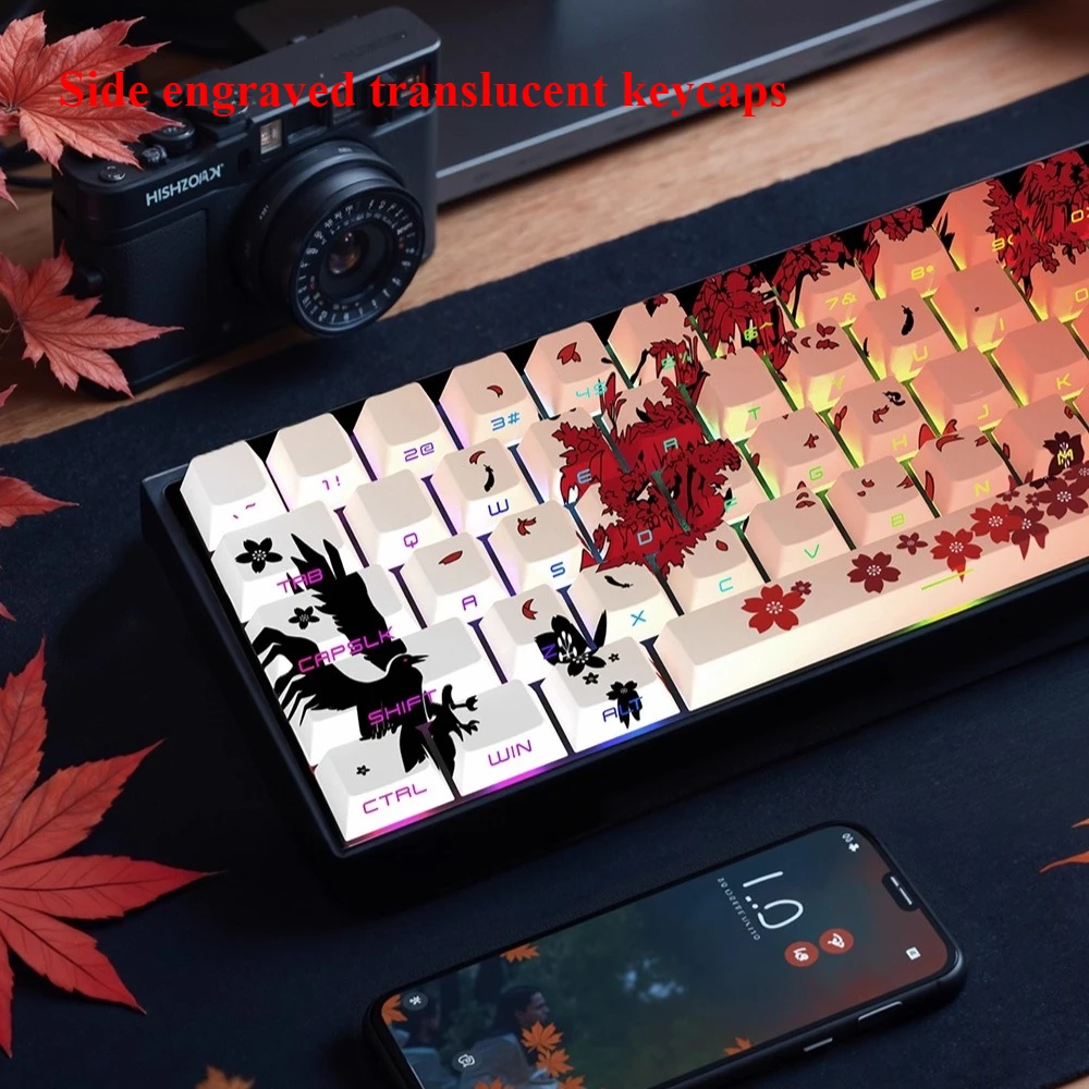 Machima Keycap PBT Cherry Side سلسلة مفاتيح شفافة محفورة متوافقة مع لوحة المفاتيح الميكانيكية للألعاب MX Switch