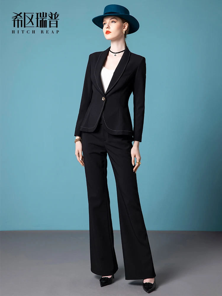 

French OL Trouser Coat Women's Autumn and Winter Celebrity Temperament Slim Fit Short Set Suit