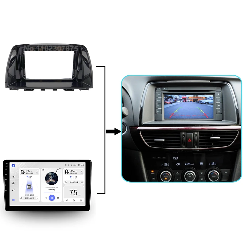 9 inch 2 Din Car radio Installation Fascias Panel For Mazda 6 Atenza 2014-2016 Dash Fit Dash Trim Kit Frame