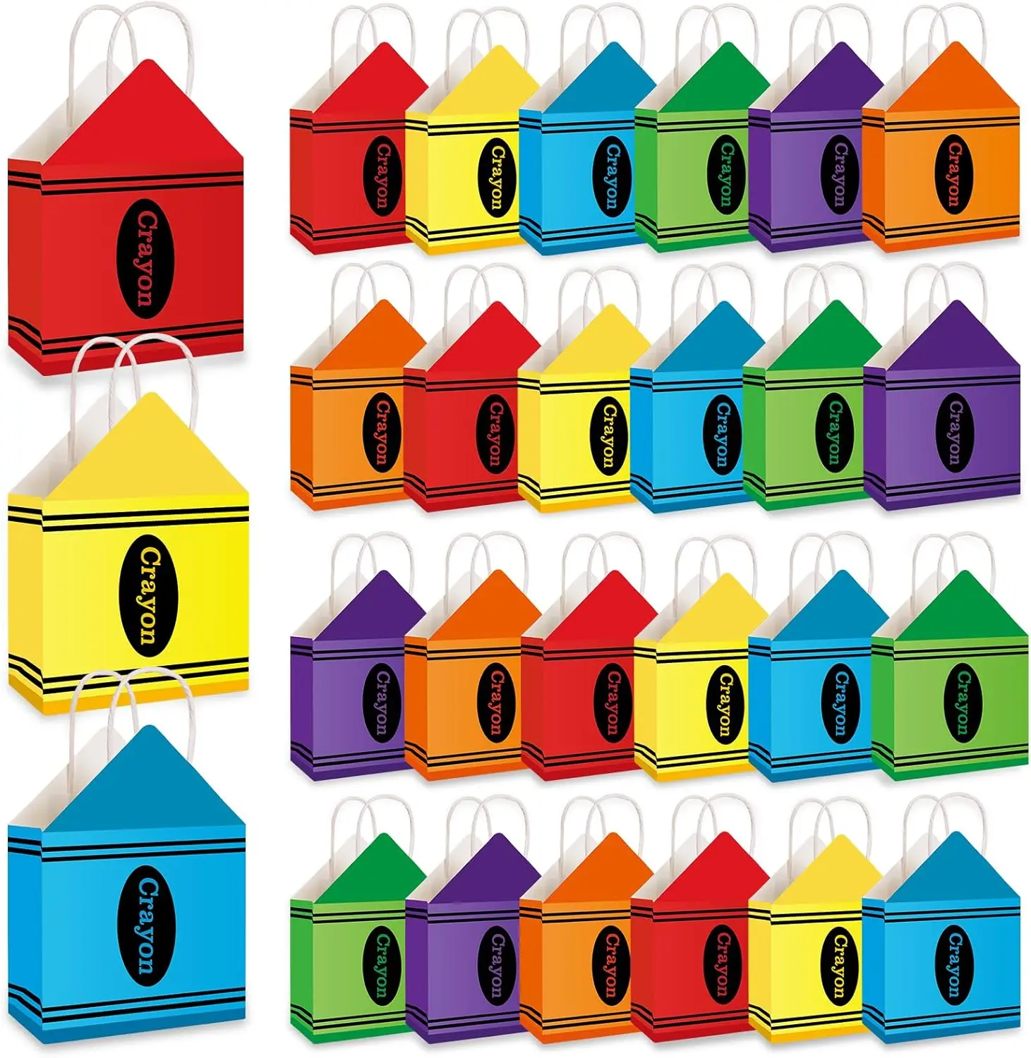 

Back to School Teacher Gifts – Crayon-Shaped Paper Bags Bulk, Welcome Candy Treat Boxes for Students, Classroom Party Decoration
