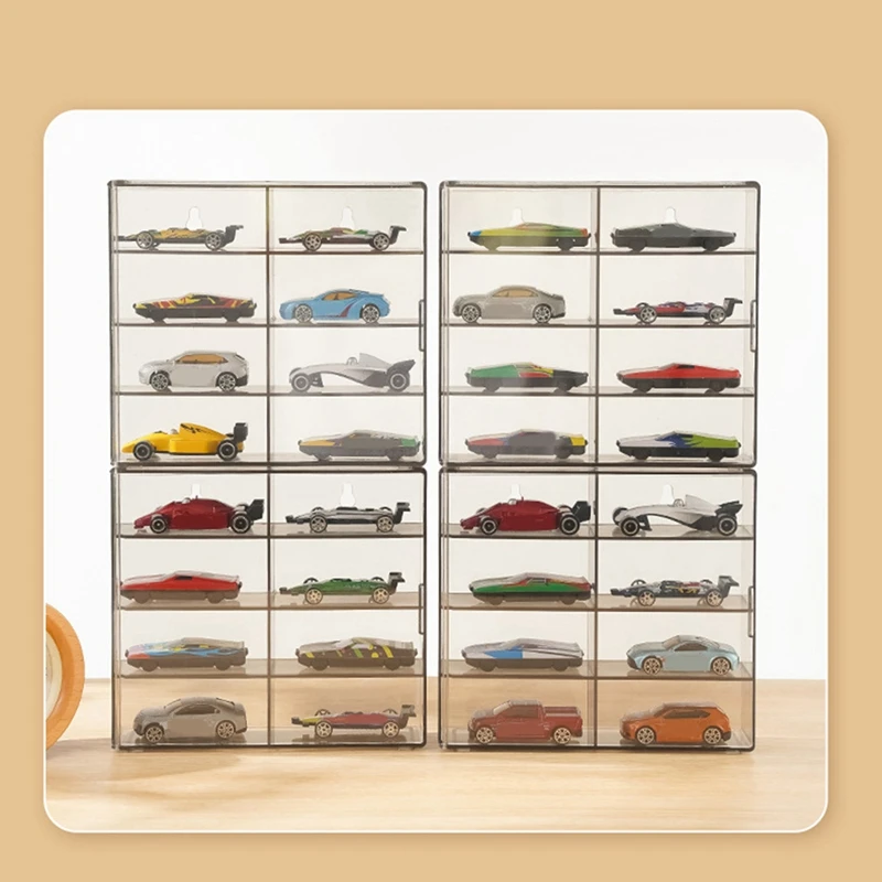 1:64 For Hot Wheel Display Box Car Model Toy Cabinet Rack For Hotwheel Cars Diecast Storage Dustproof Display Box