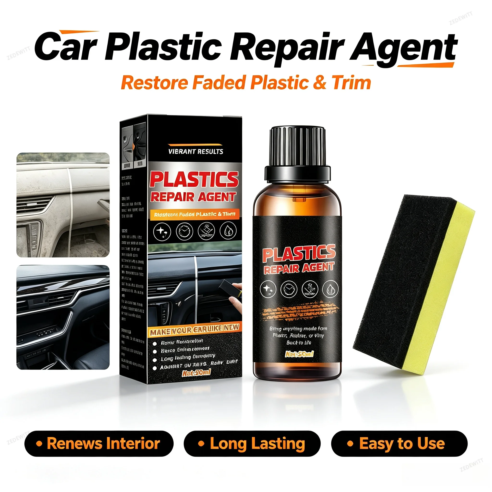 Professional 50ml Car Plastic Restorer Back To Black Gloss Auto Renovation Liquid Revitalizing Coating Agent For Auto Detailing