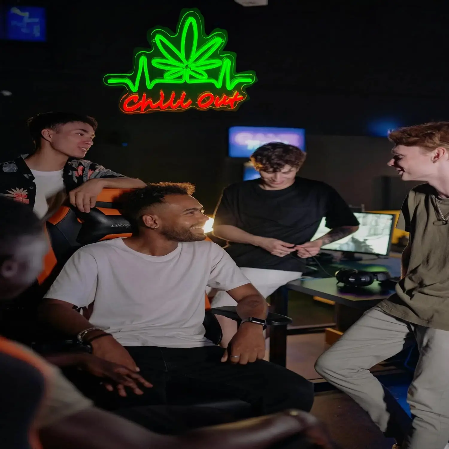 Chill Out Neon Signs for Wall Decor,Green Leaf Led Signs Neon Bar Signs for Bedroom Game Room Party Bar Decor Gift USB Dimmable