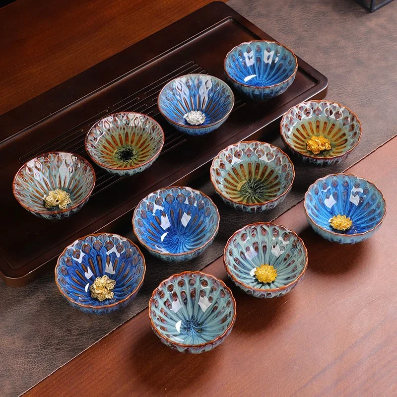 Kiln Transformation Jianzhan TeaCup Chinese Ceramic KungFu TeaSet Home Master Cup Milk TeaCup Coffeeware Teaware Tea Maker Gifts