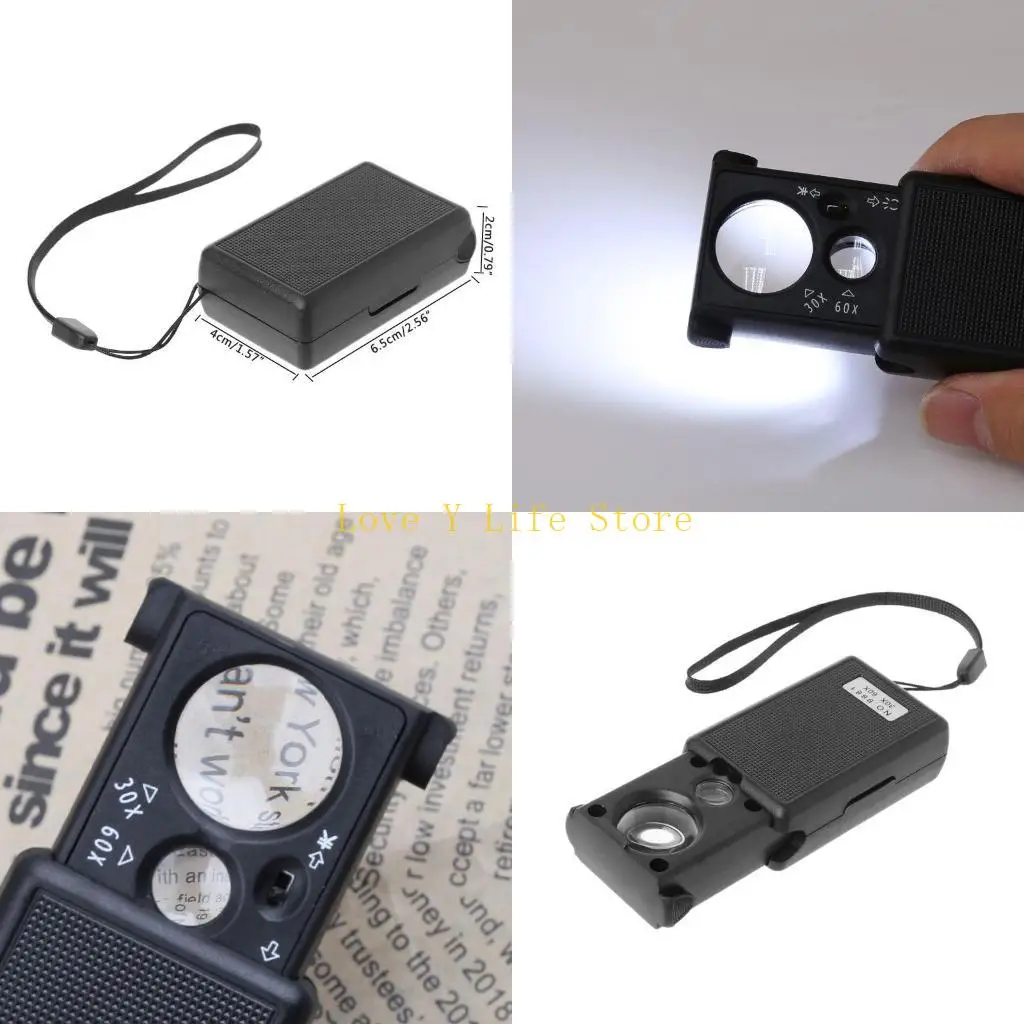 

L74C 30x 60x Multifunctional Magnifier LED Portable Jeweler Microscope