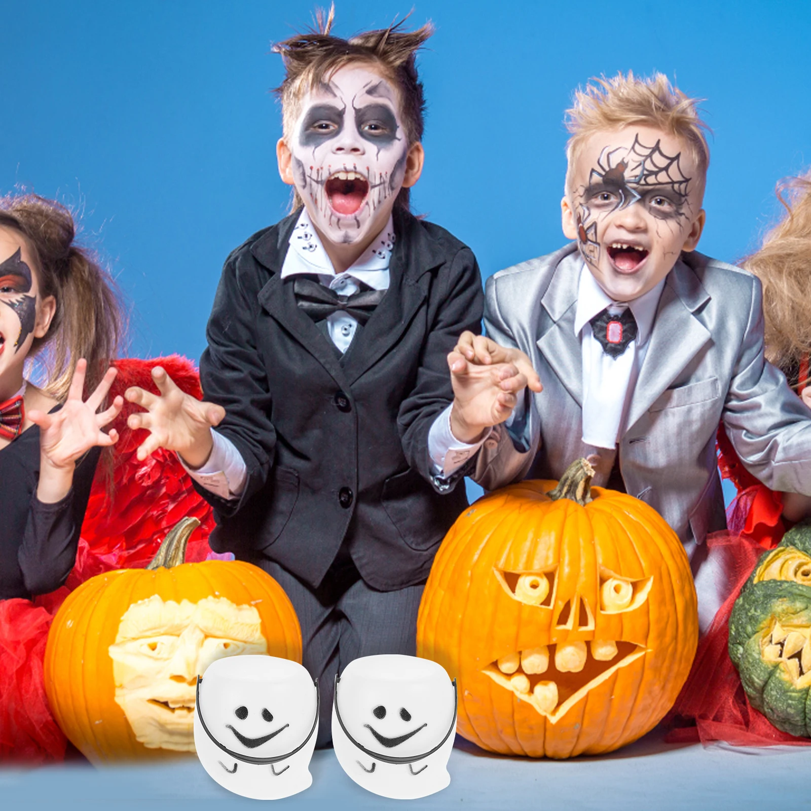 3Pcs 호박 양동이 녹색 할로윈 파티 플라스틱 선물 홀더 트릭 간식 스낵 컨테이너 재사용 가능한 장식 액세서리 스토리지