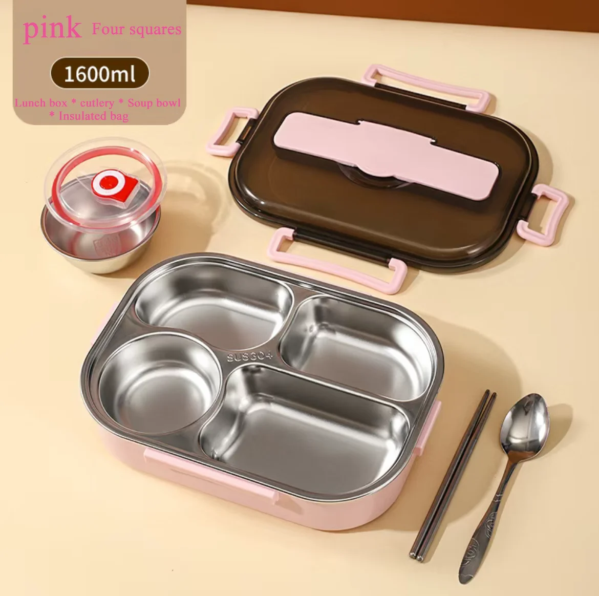 

Stainless Steel Thermal Bento Lunch Box, Microwave Lunch Container, Leak-Proof Food Storage, Bag Compartment, Adult and Kid