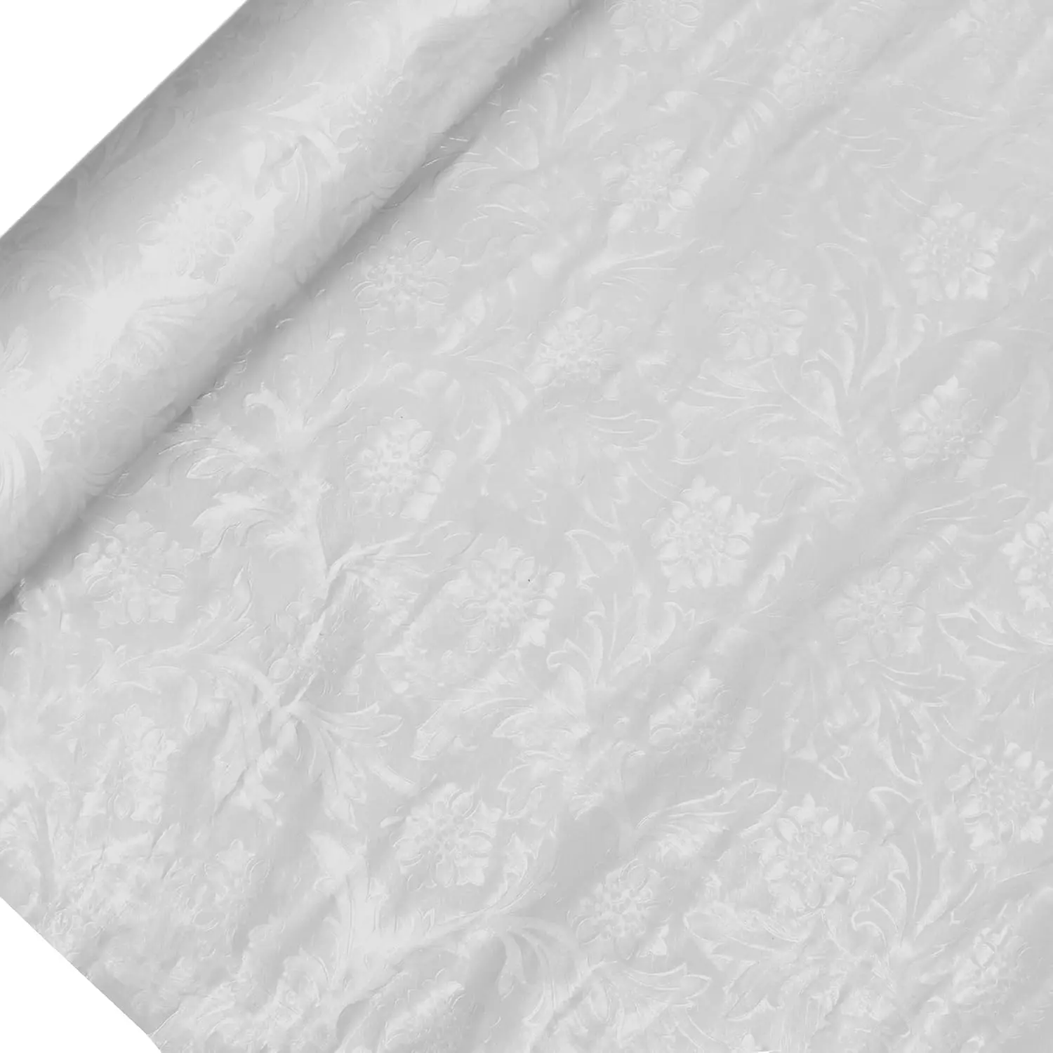 

White Floral Foil, 20 Inches by 10 Yards, Poly Lined, Embossed Flower Wrapping Paper for Bouquets, Plants, and Decor