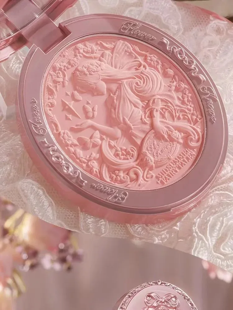 Flower Knows Midsummer Night Embossed Blusher Cashmere Matte Powder Blush Natural Atmosphere Long-lasting Brightening Makeup