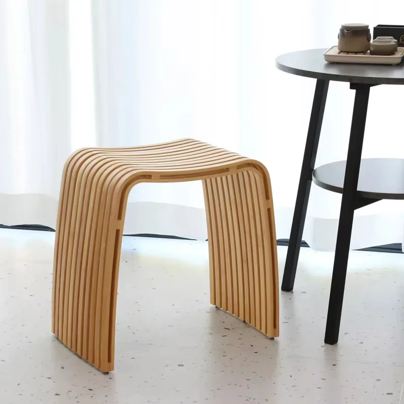 Simple Bamboo Leisure Dining Stool Waterproof Bathroom Seat Modern Porch Shoe Stool for Living Room Durable Stylish Furniture