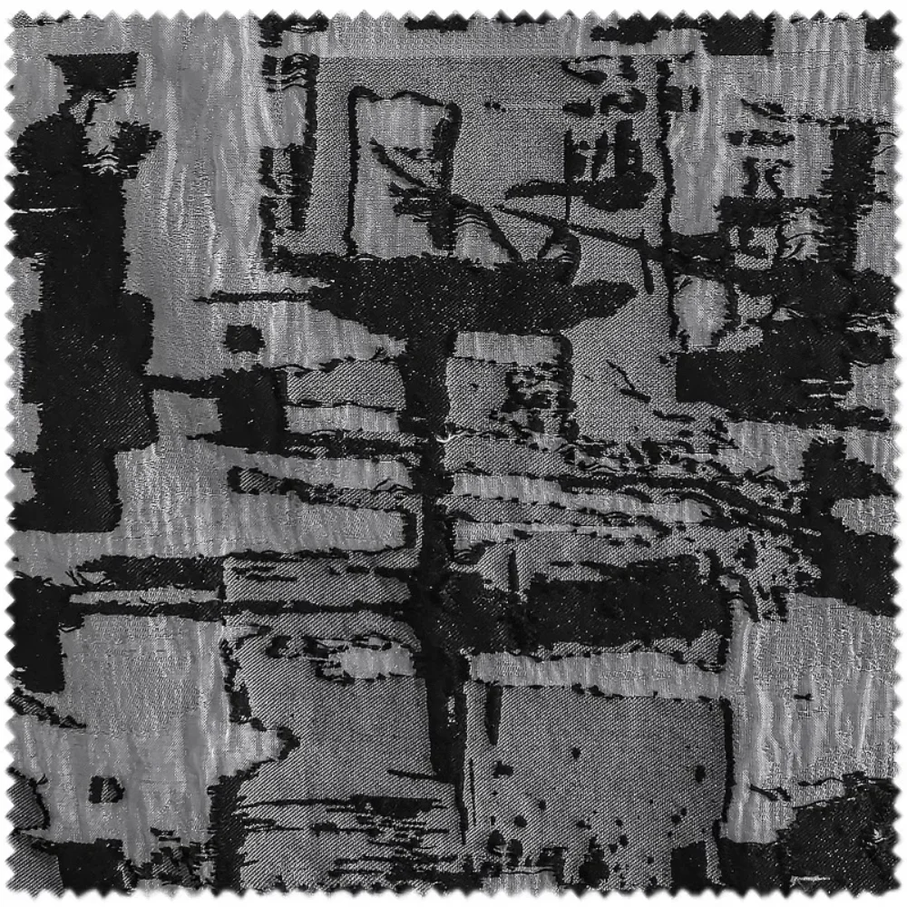 

Black Gray Engraved Jacquard Fabric Creative Hemp Yarn Carving Thread Lifting Technology Clothing Designer Diy Sewing Cloth