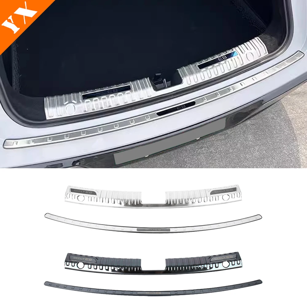 

For GEELY Galaxy E8 2024-2025 Black Accessories Stainless Black Silver Car Rear Trunk Protector Plate Anti Hit/Dust Sill Cover