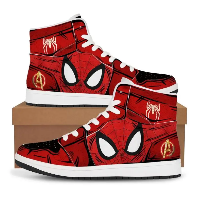 SpiderMan Anime high-tops Sneakers Casual Shoes Basketball Shoes Cartoon Printing NEW Comfortable Flat Shoes men Birthday Gift