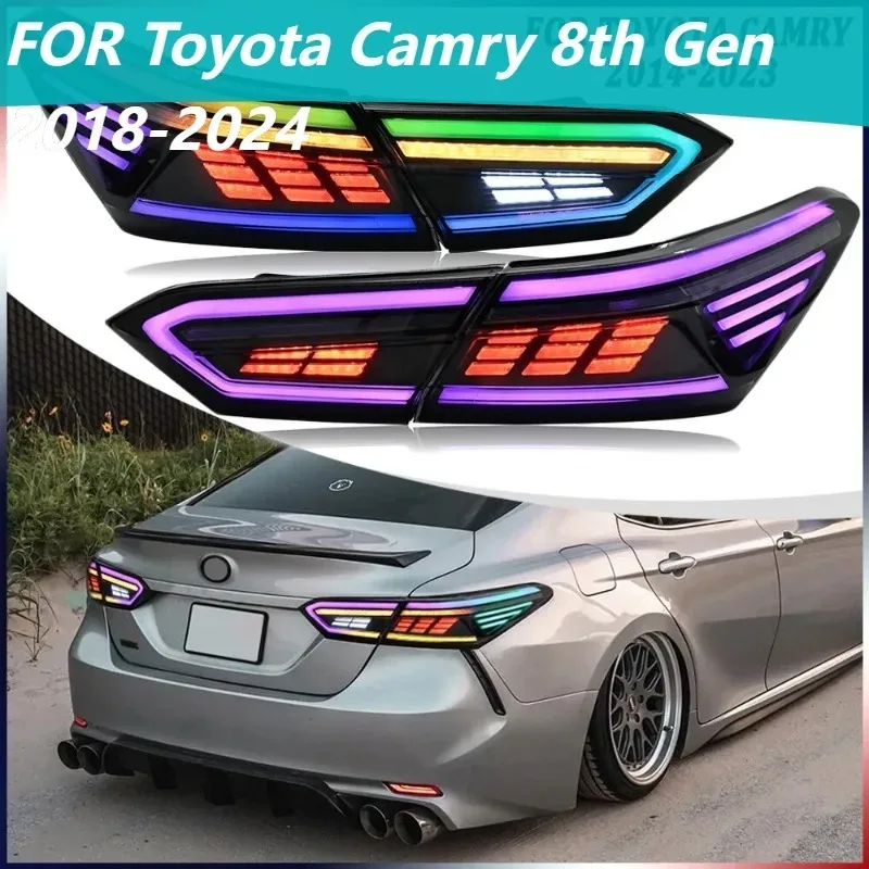 

Для Toyota Camry 8-го поколения 2018-2024 RGB светодиодные задние фонари указатели поворота стоп-сигналы Plug and Play