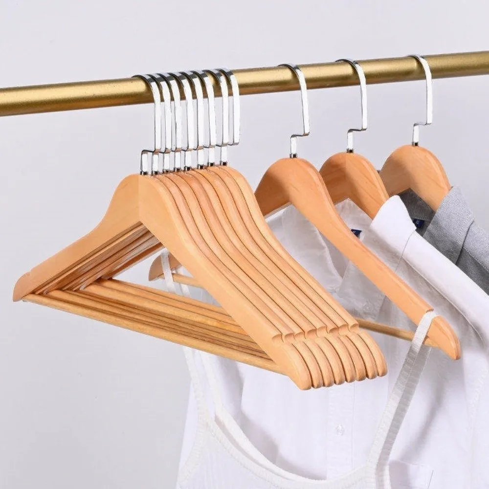 New Durable Wood Hangers Notches Design Swivel Hook Wooden Clothes Hangers Smooth Hanging Non-Slip Coat Hangers For Shirts