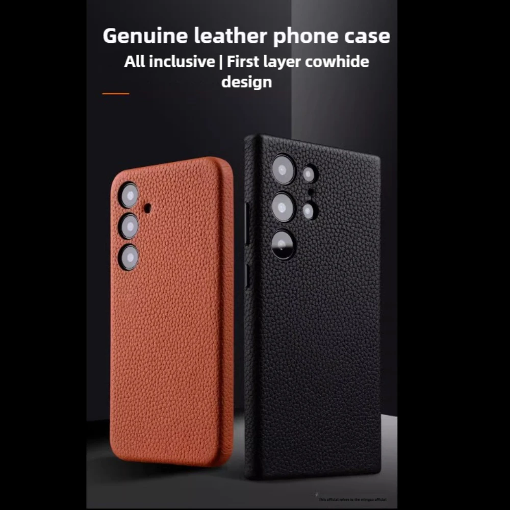 

Melkco S24 Ultra Litchi Texture Luxury Cowhide Leather Cell Phone Case for Samsung Galaxy S24 Plus Fall Proof Protective Cover